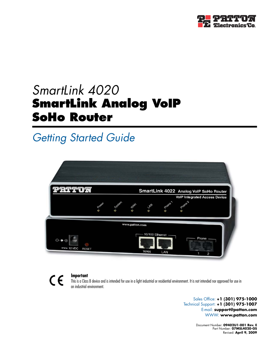 Patton electronic 4020 Series User Manual | 97 pages
