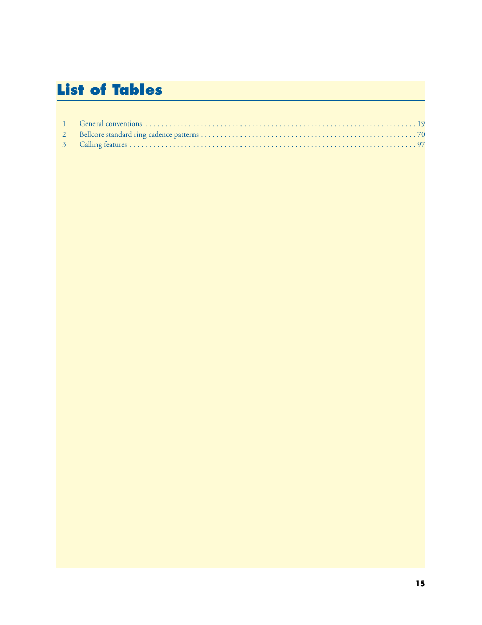 List of tables, List of t ables | Patton electronic 4020 Series User Manual | Page 15 / 97