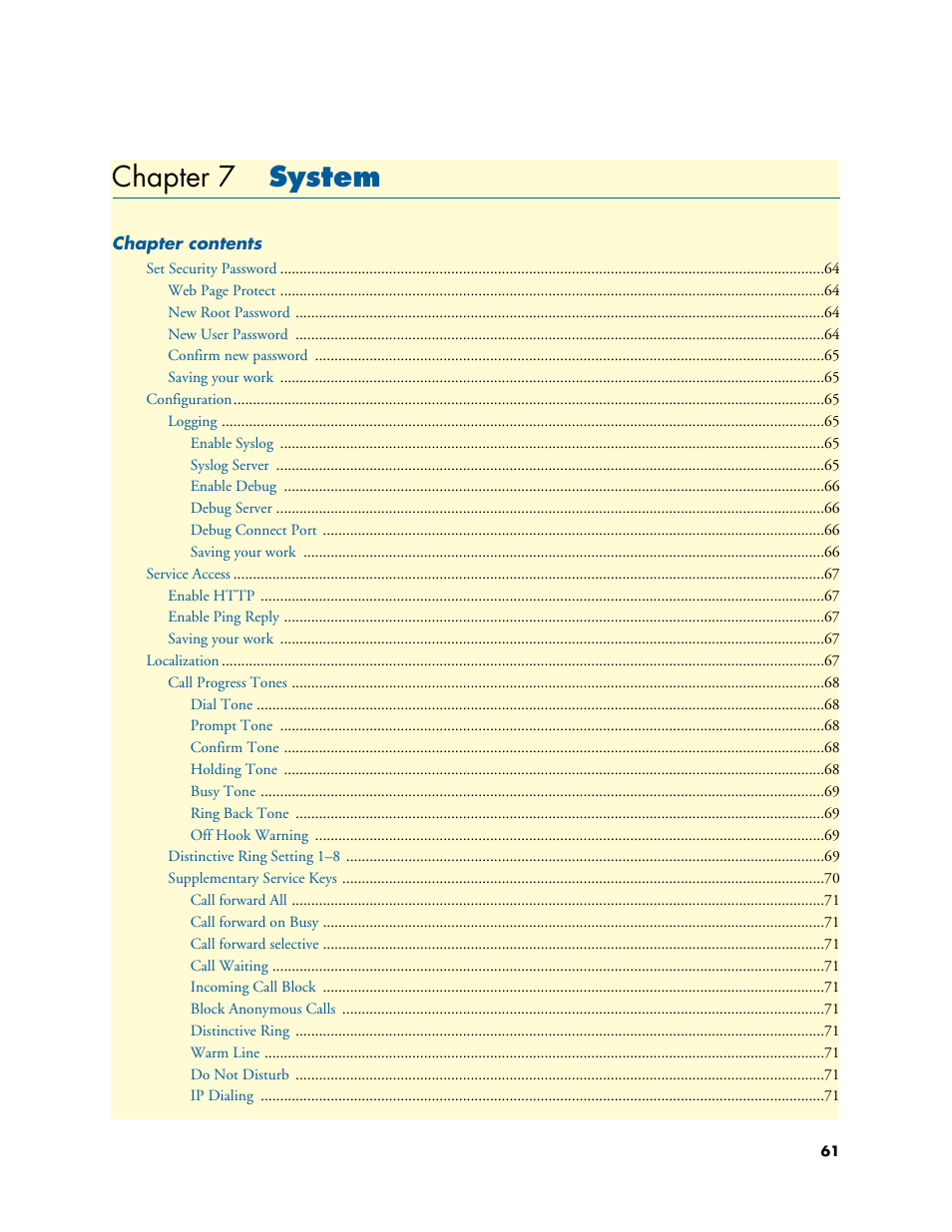 Chapter 7 system, System, Chapter 7 | Patton electronic 4020 Series User Manual | Page 61 / 97