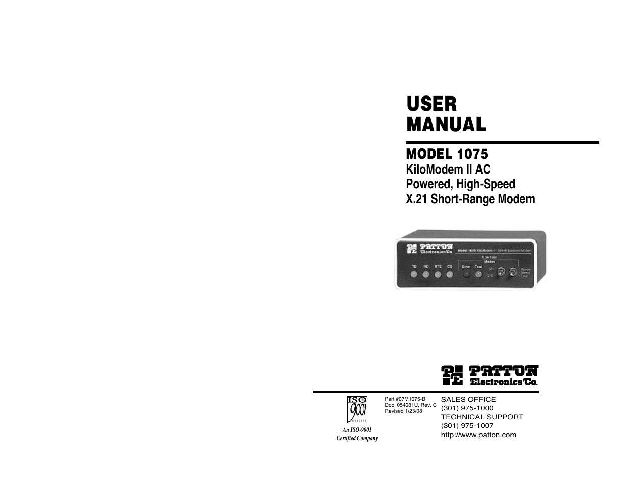 Patton electronic MODEL 1075 User Manual | 24 pages