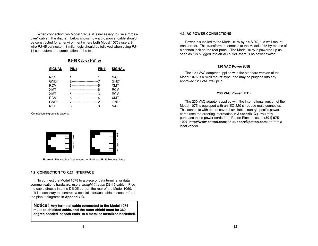 Notice | Patton electronic MODEL 1075 User Manual | Page 12 / 24