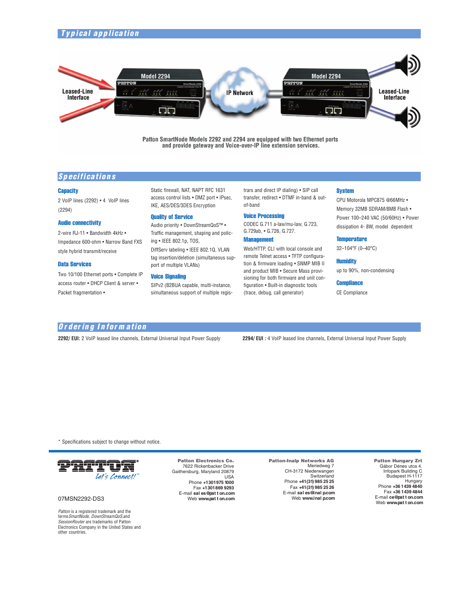 Patton electronic SmartNode 2290 Series User Manual | Page 2 / 2