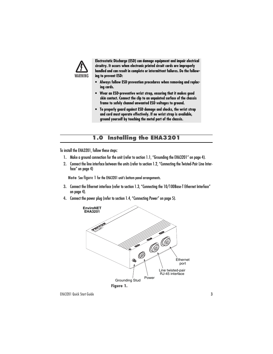 0 installing the eha3201 | Patton electronic ENVIRONET EHA3201 User Manual | Page 3 / 16