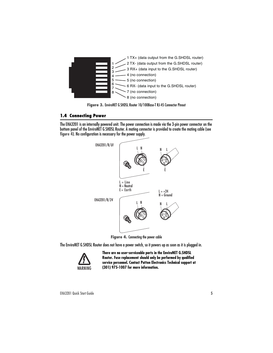 4 connecting power | Patton electronic ENVIRONET EHA3201 User Manual | Page 5 / 16