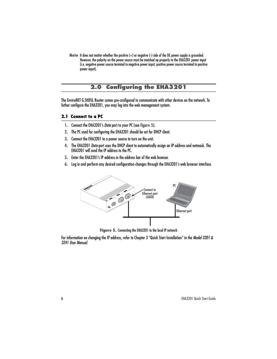 0 configuring the eha3201, 1 connect to a pc | Patton electronic ENVIRONET EHA3201 User Manual | Page 6 / 16