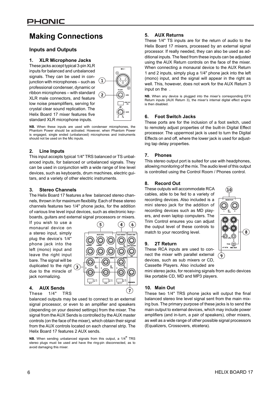 Making connections | Phonic 17 User Manual | Page 6 / 19