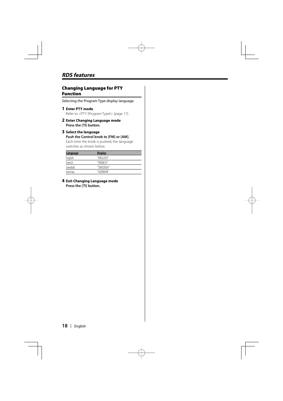 Rds features | PhatNoise KDC-W6531 User Manual | Page 18 / 40