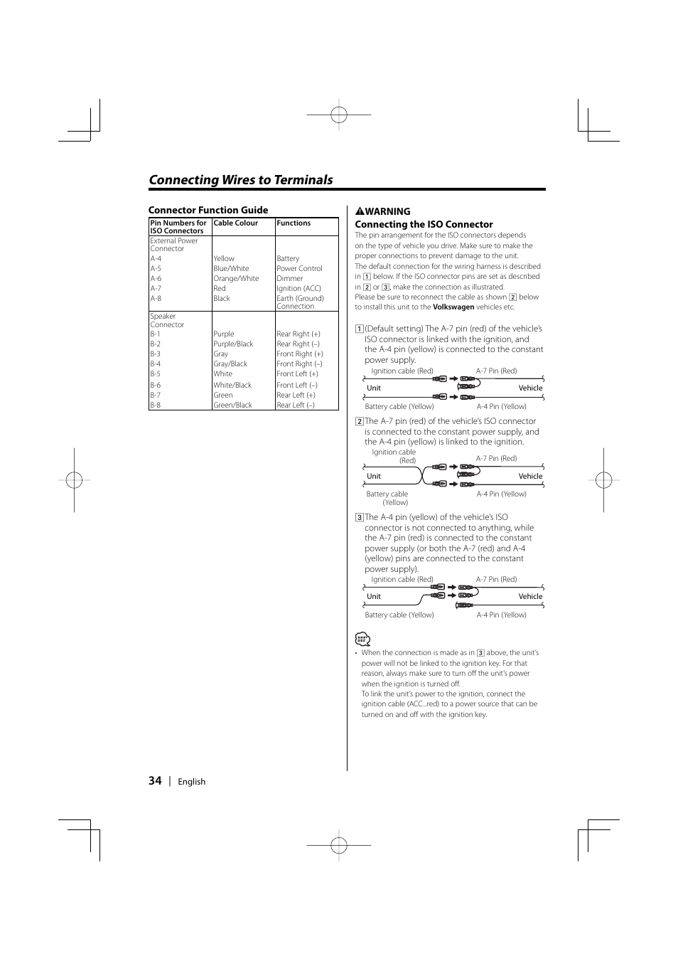 Connecting wires to terminals | PhatNoise KDC-W6531 User Manual | Page 34 / 40