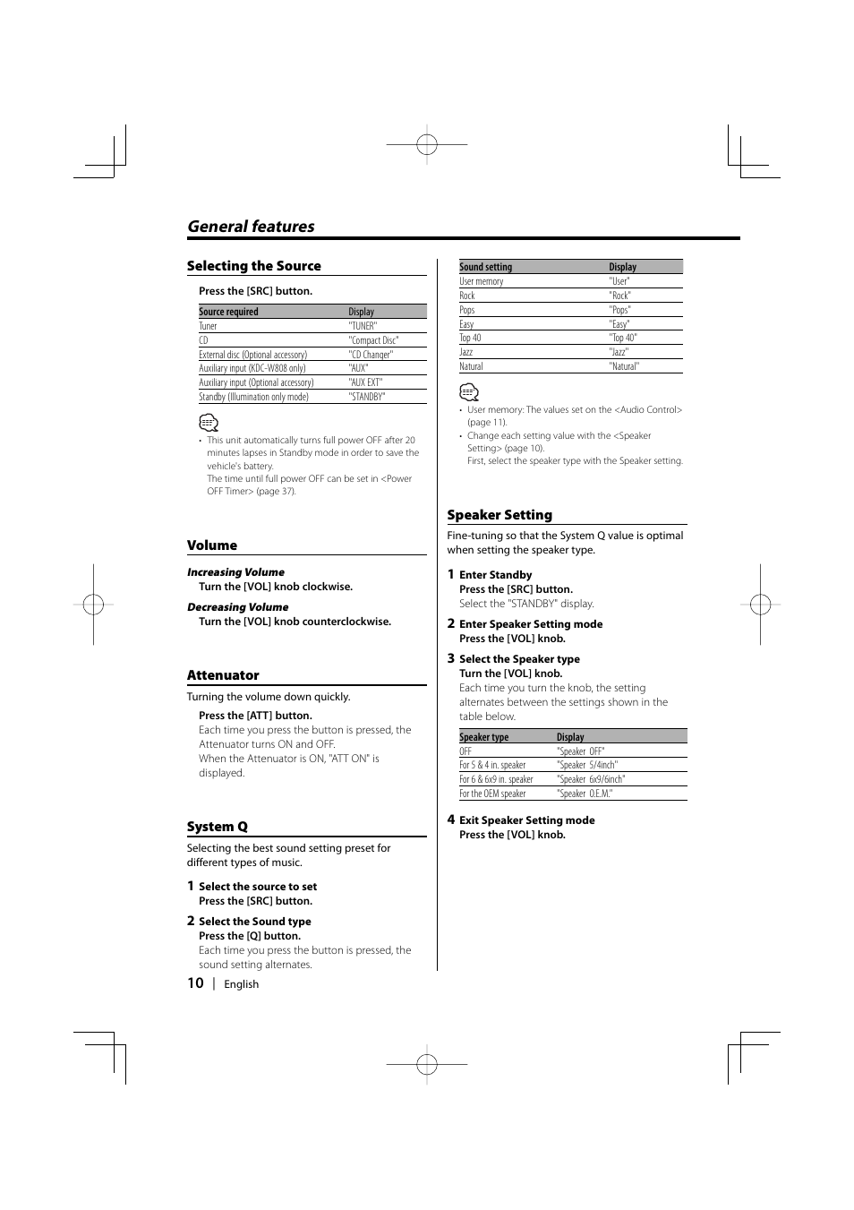 General features | PhatNoise KDC-W707 User Manual | Page 10 / 48