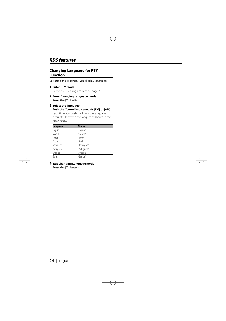 Rds features | PhatNoise KDC-W707 User Manual | Page 24 / 48