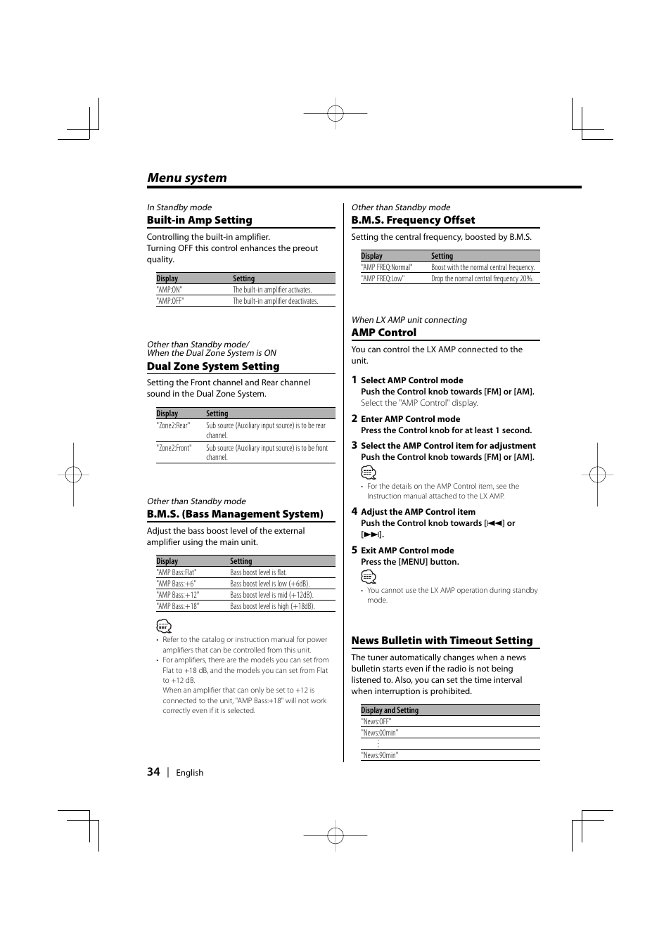 Menu system | PhatNoise KDC-W707 User Manual | Page 34 / 48