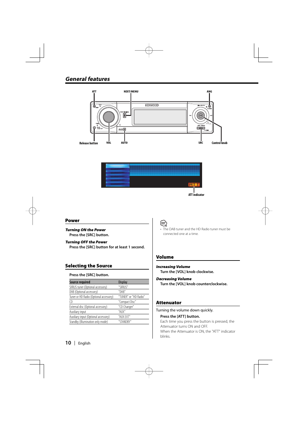 General features, Power, Selecting the source | Volume, Attenuator | PhatNoise XXV-01D User Manual | Page 10 / 68