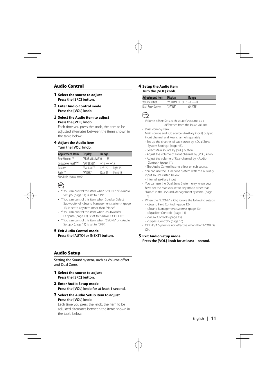 Audio control 1, Audio setup | PhatNoise XXV-01D User Manual | Page 11 / 68