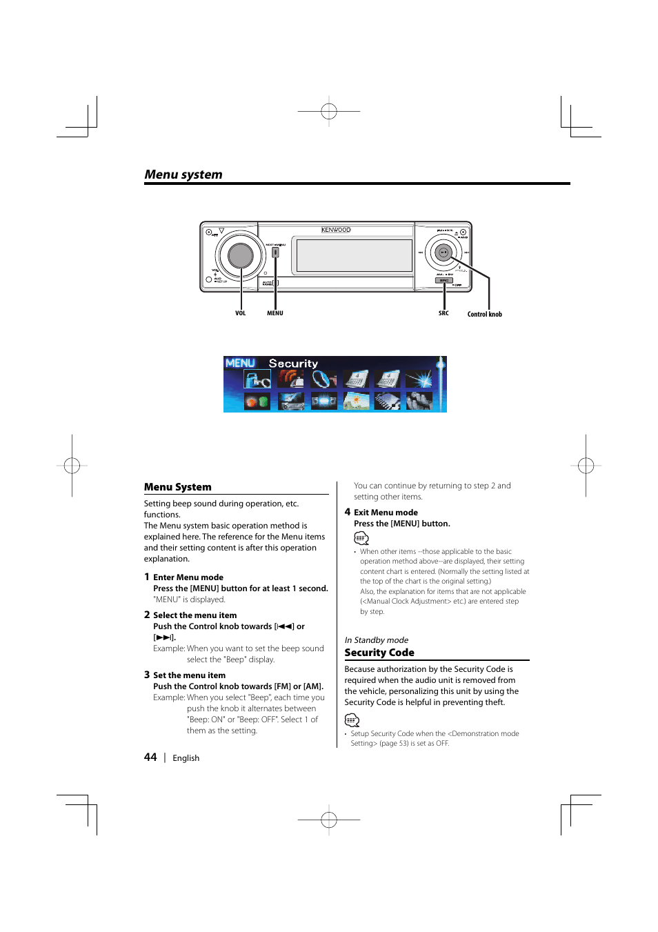 Menu system | PhatNoise XXV-01D User Manual | Page 44 / 68