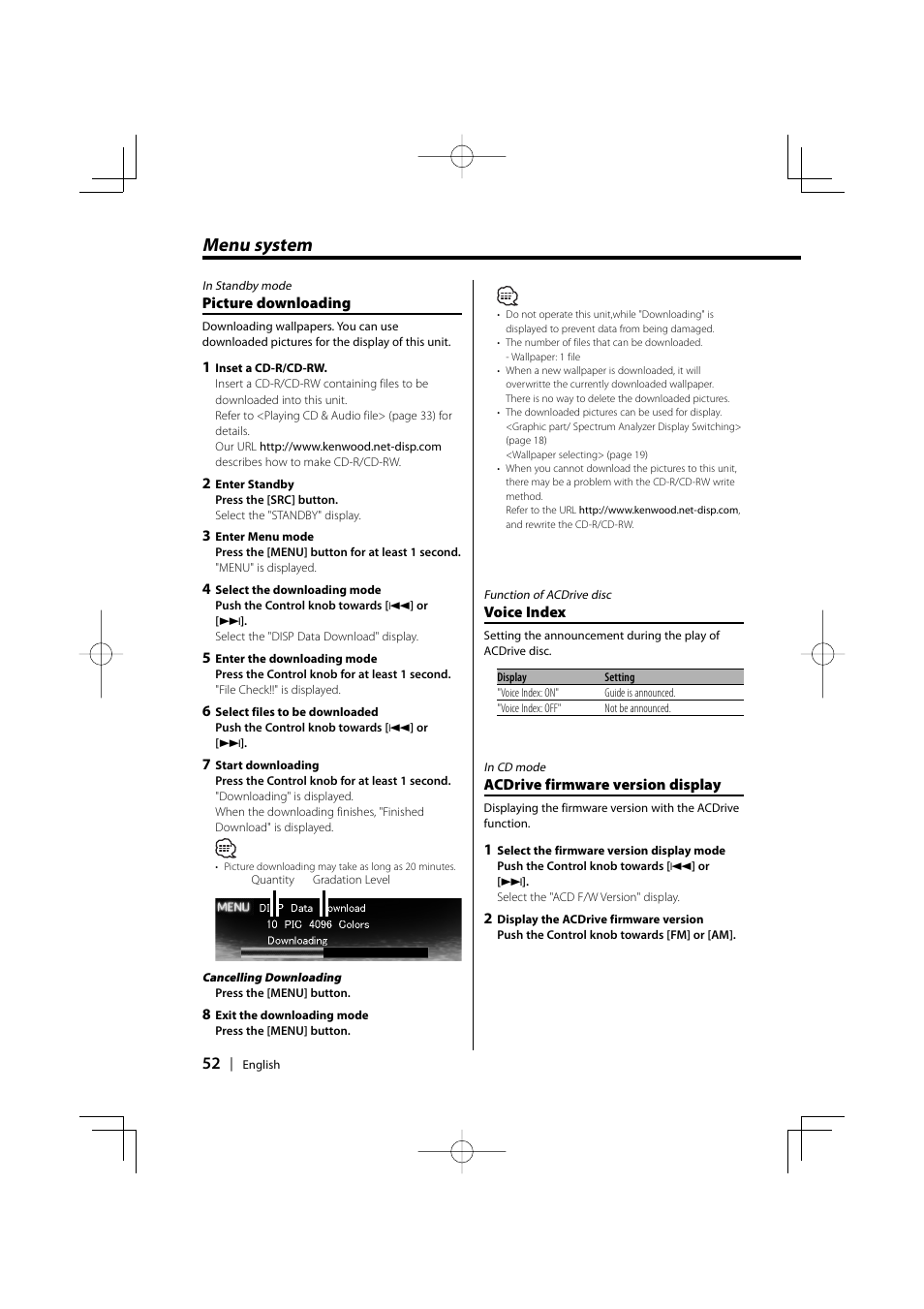 Menu system | PhatNoise XXV-01D User Manual | Page 52 / 68