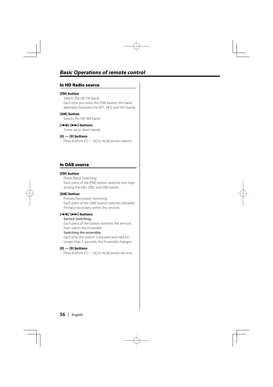 Basic operations of remote control | PhatNoise XXV-01D User Manual | Page 56 / 68