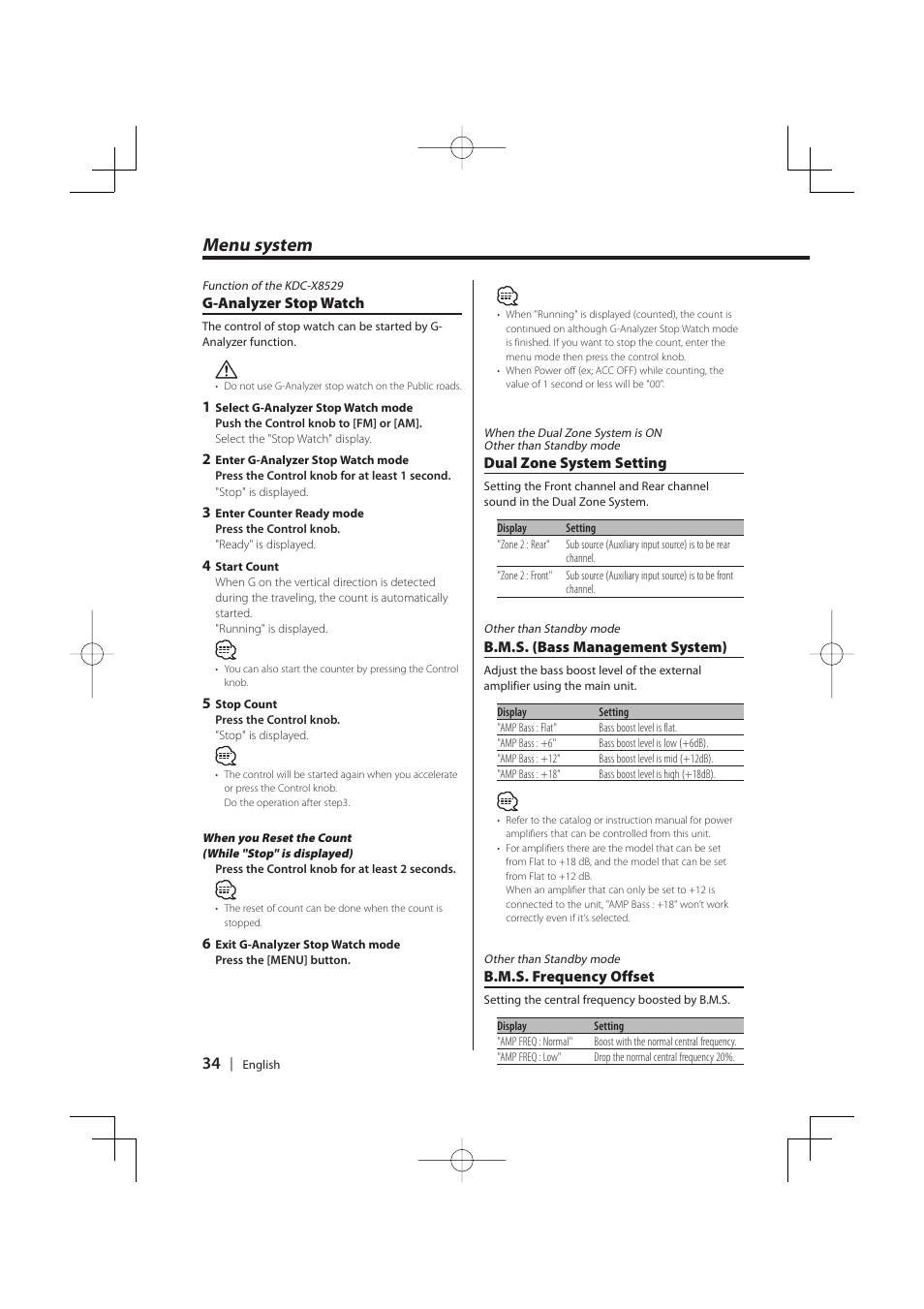 Menu system | PhatNoise KDC-MP8029 User Manual | Page 34 / 50