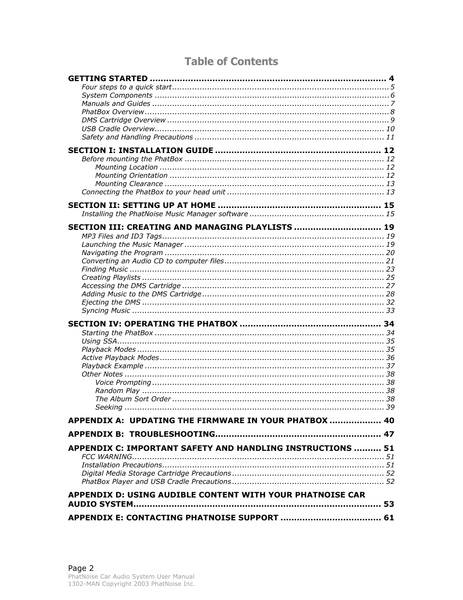 PhatNoise Car Audio System User Manual | Page 2 / 61