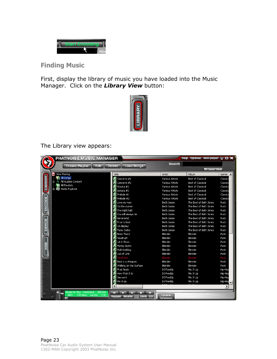 Finding music | PhatNoise Car Audio System User Manual | Page 23 / 61