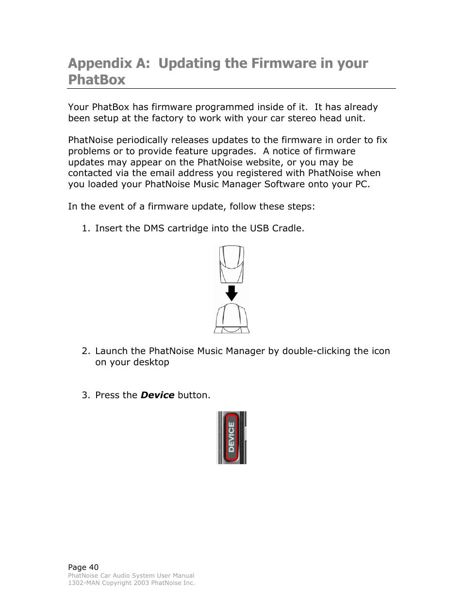 Appendix a: updating the firmware in your phatbox | PhatNoise Car Audio System User Manual | Page 40 / 61