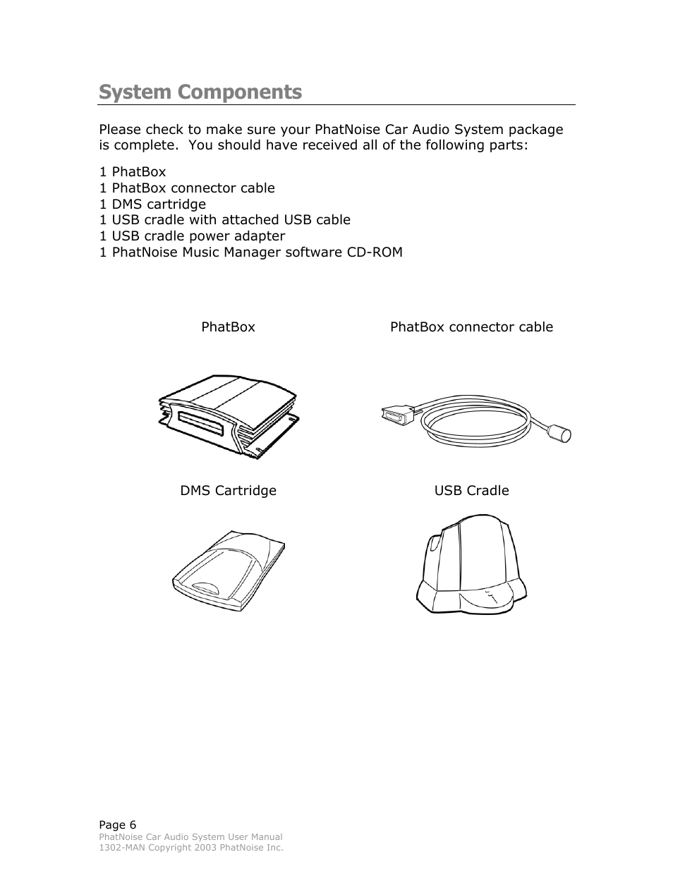 System components | PhatNoise Car Audio System User Manual | Page 6 / 61