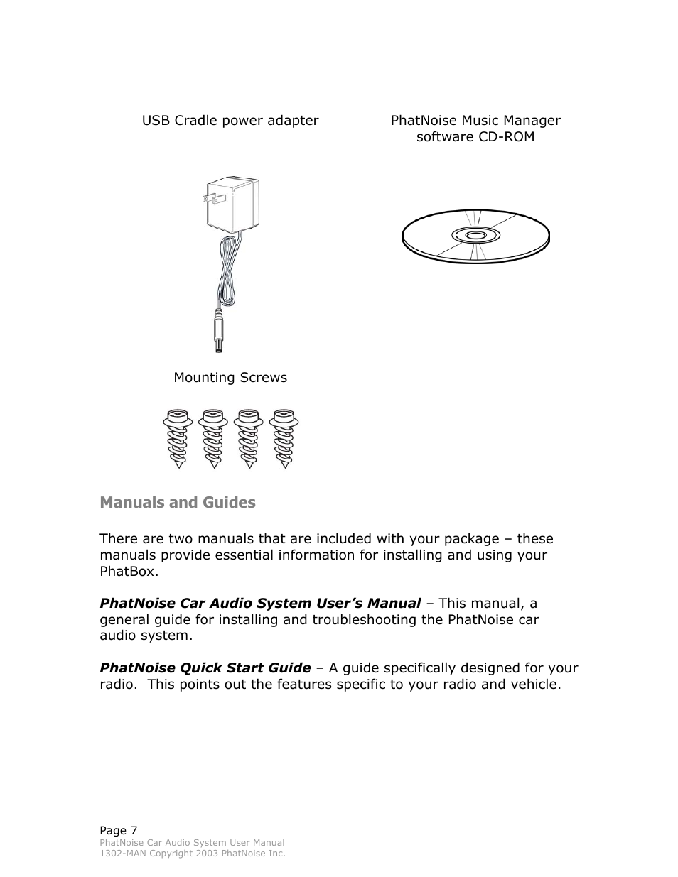 Manuals and guides | PhatNoise Car Audio System User Manual | Page 7 / 61