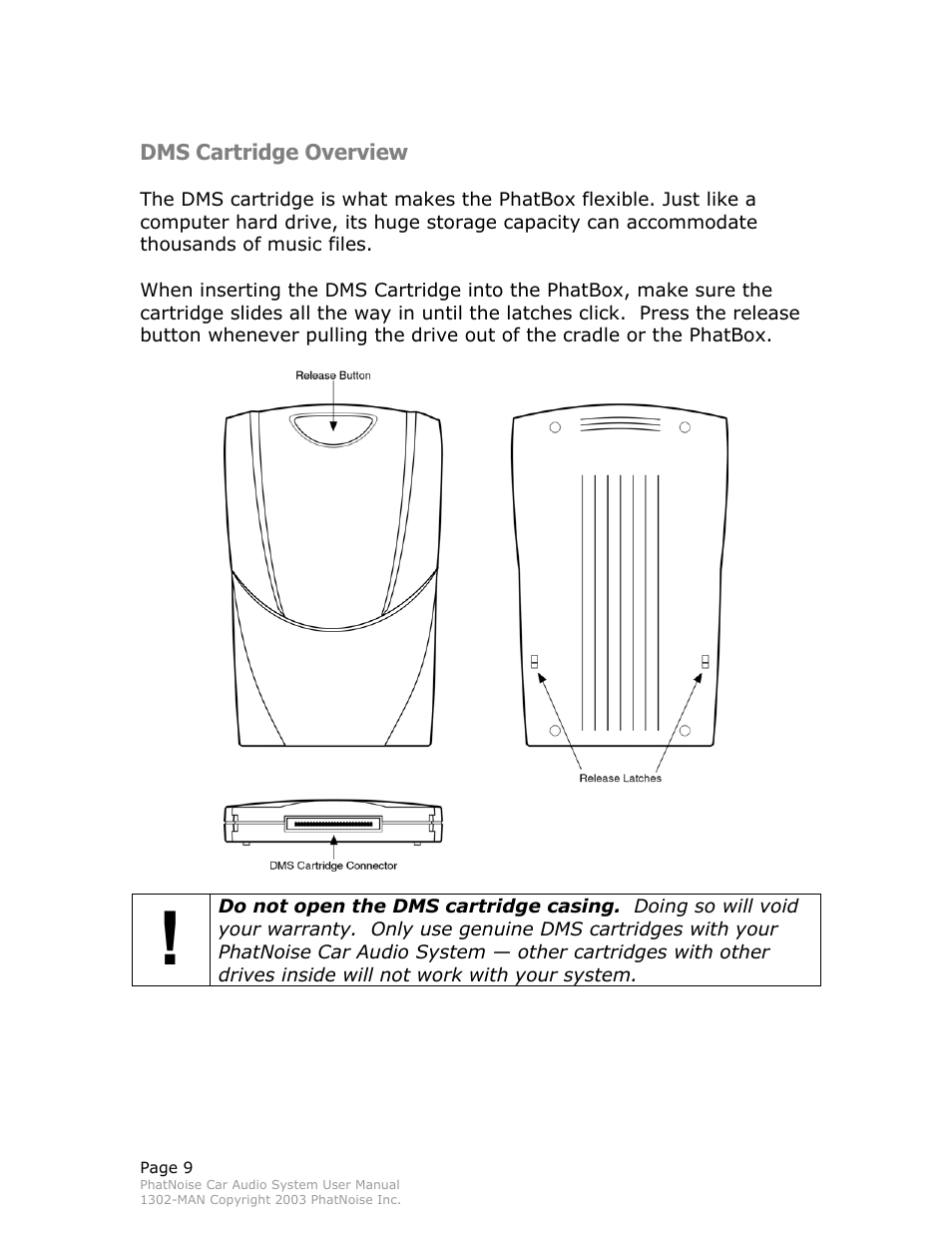 Dms cartridge overview | PhatNoise Car Audio System User Manual | Page 9 / 61