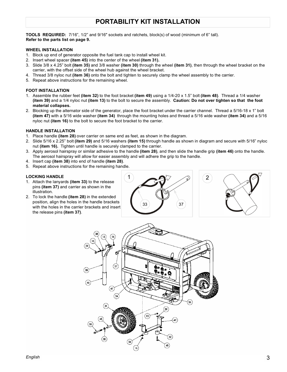 Portability kit installation | Powermate PM0497000 User Manual | Page 3 / 12