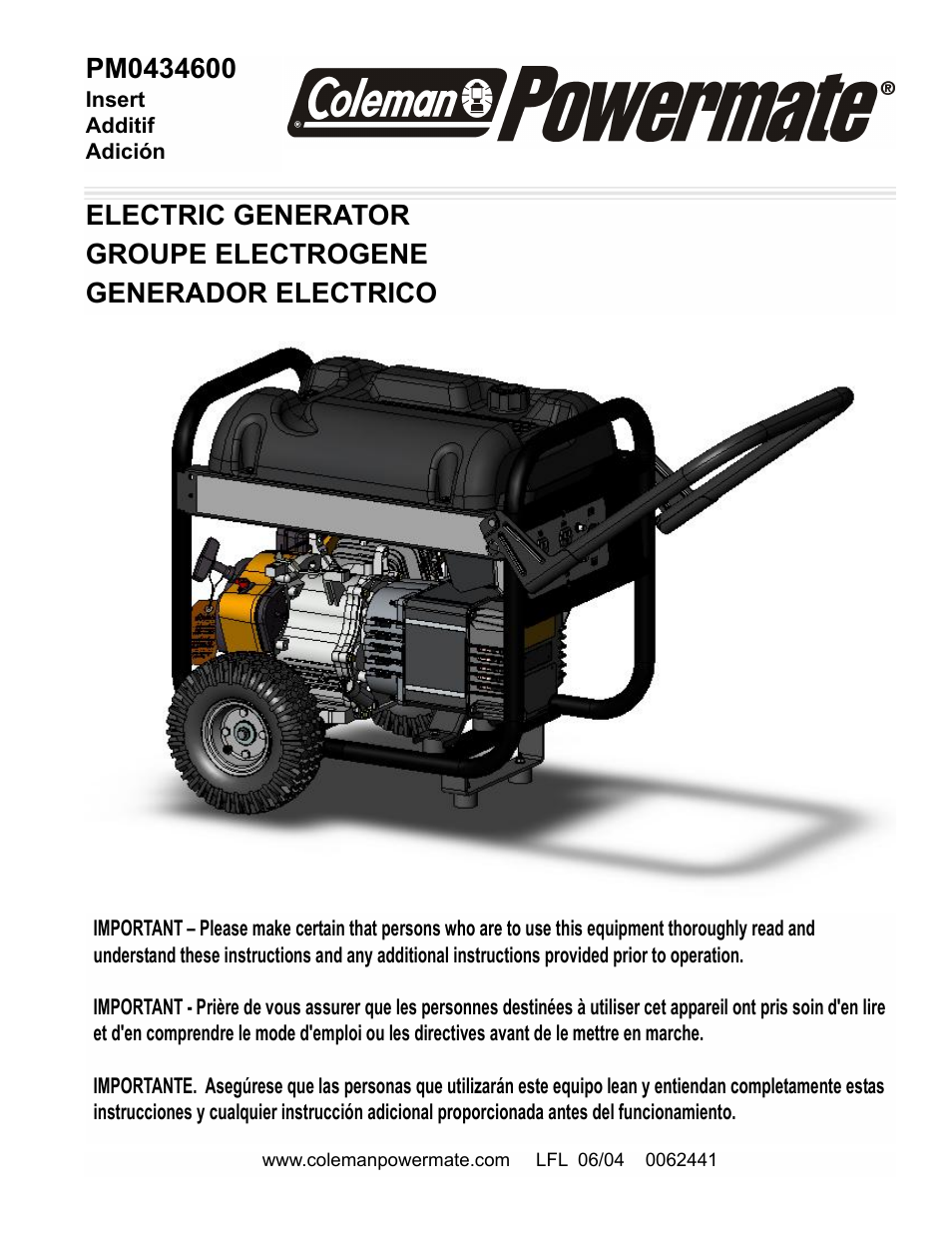 Powermate PM0434600 User Manual | 12 pages