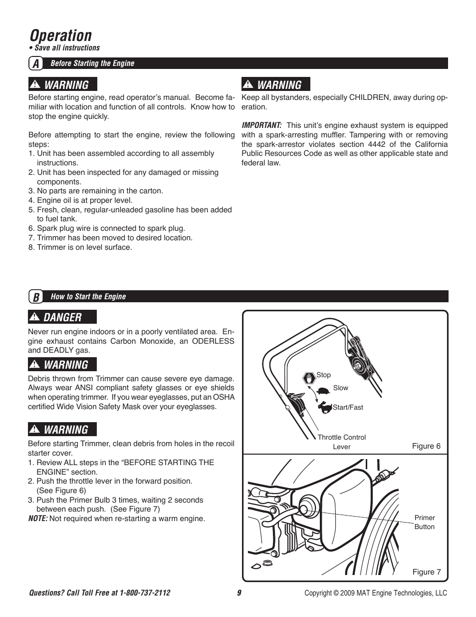 Operation, Warning, Danger warning warning | Powermate P-WFT-16022 User Manual | Page 10 / 50