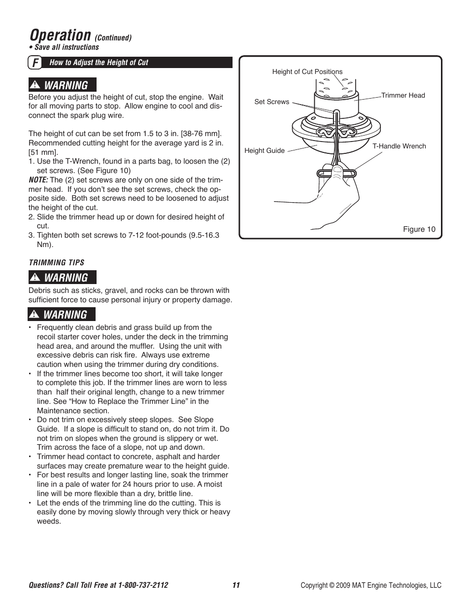 Operation, Warning | Powermate P-WFT-16022 User Manual | Page 12 / 50