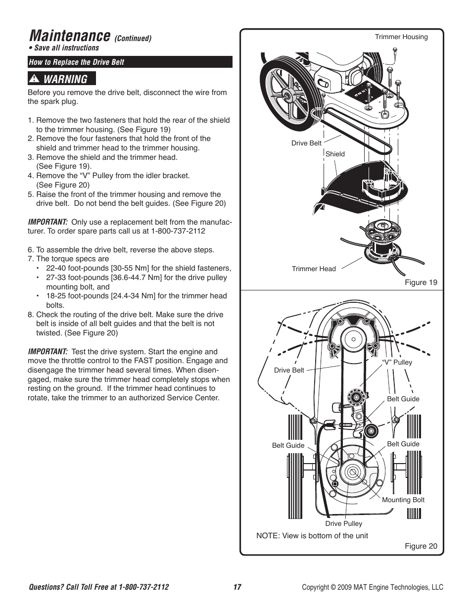 Maintenance, Warning | Powermate P-WFT-16022 User Manual | Page 18 / 50