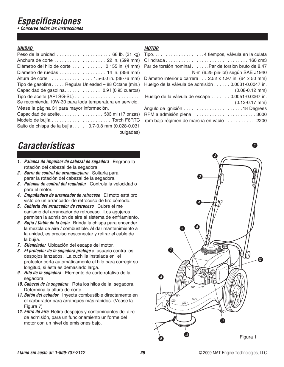 Especificaciones, Características | Powermate P-WFT-16022 User Manual | Page 30 / 50