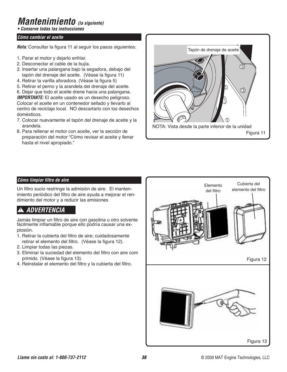 Mantenimiento, Advertencia | Powermate P-WFT-16022 User Manual | Page 39 / 50