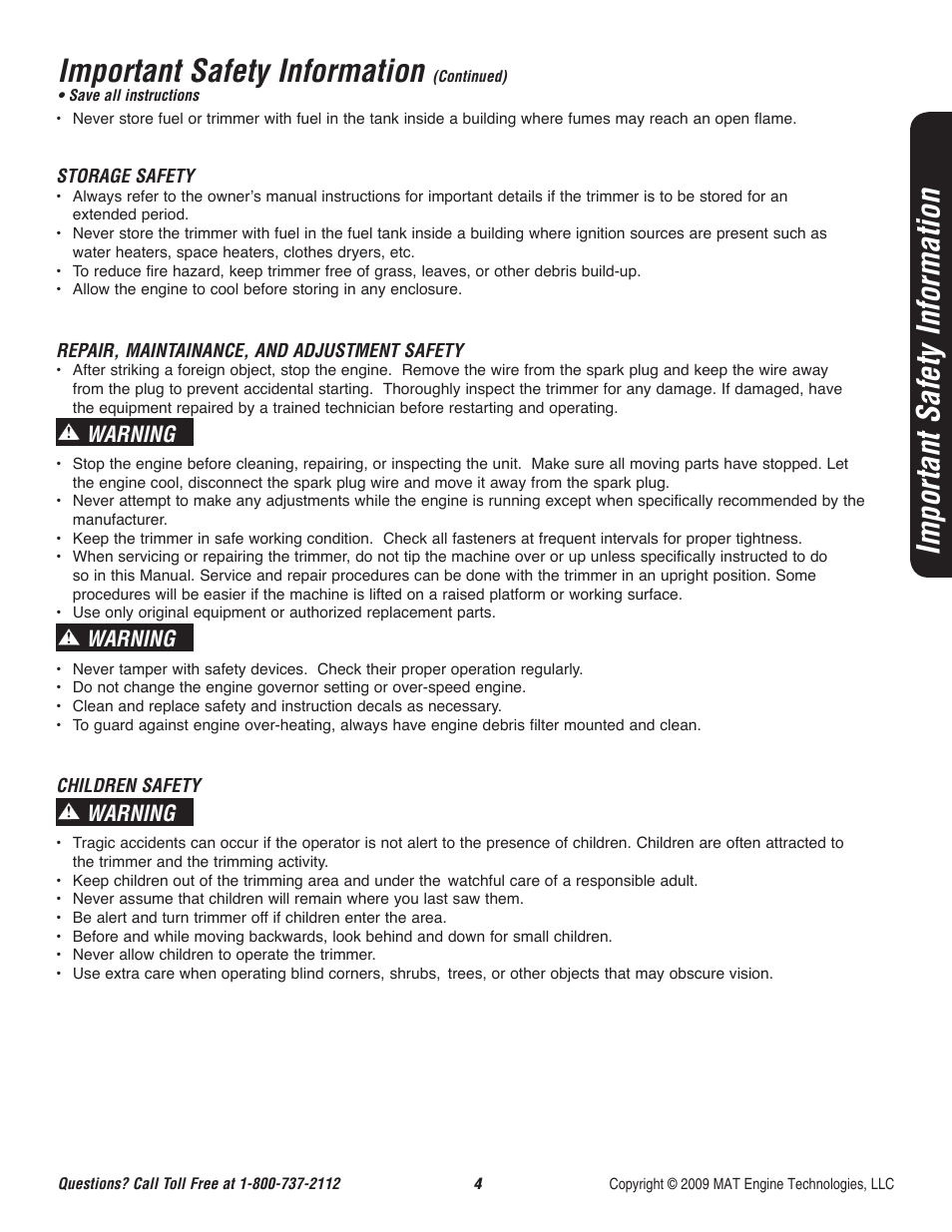 Important safety information, Warning | Powermate P-WFT-16022 User Manual | Page 5 / 50