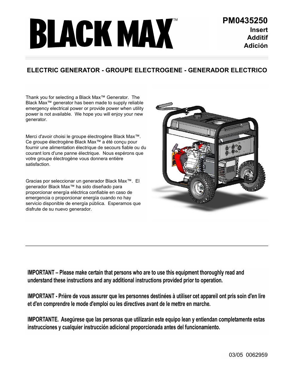Powermate PM0435250 User Manual | 12 pages