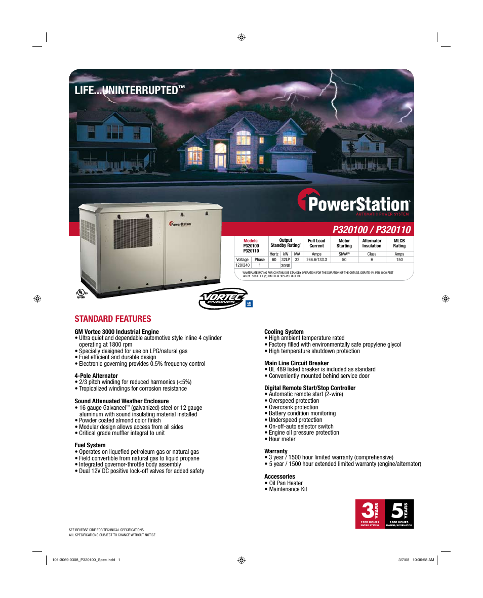 Powermate Powerstation P320100 User Manual | 2 pages