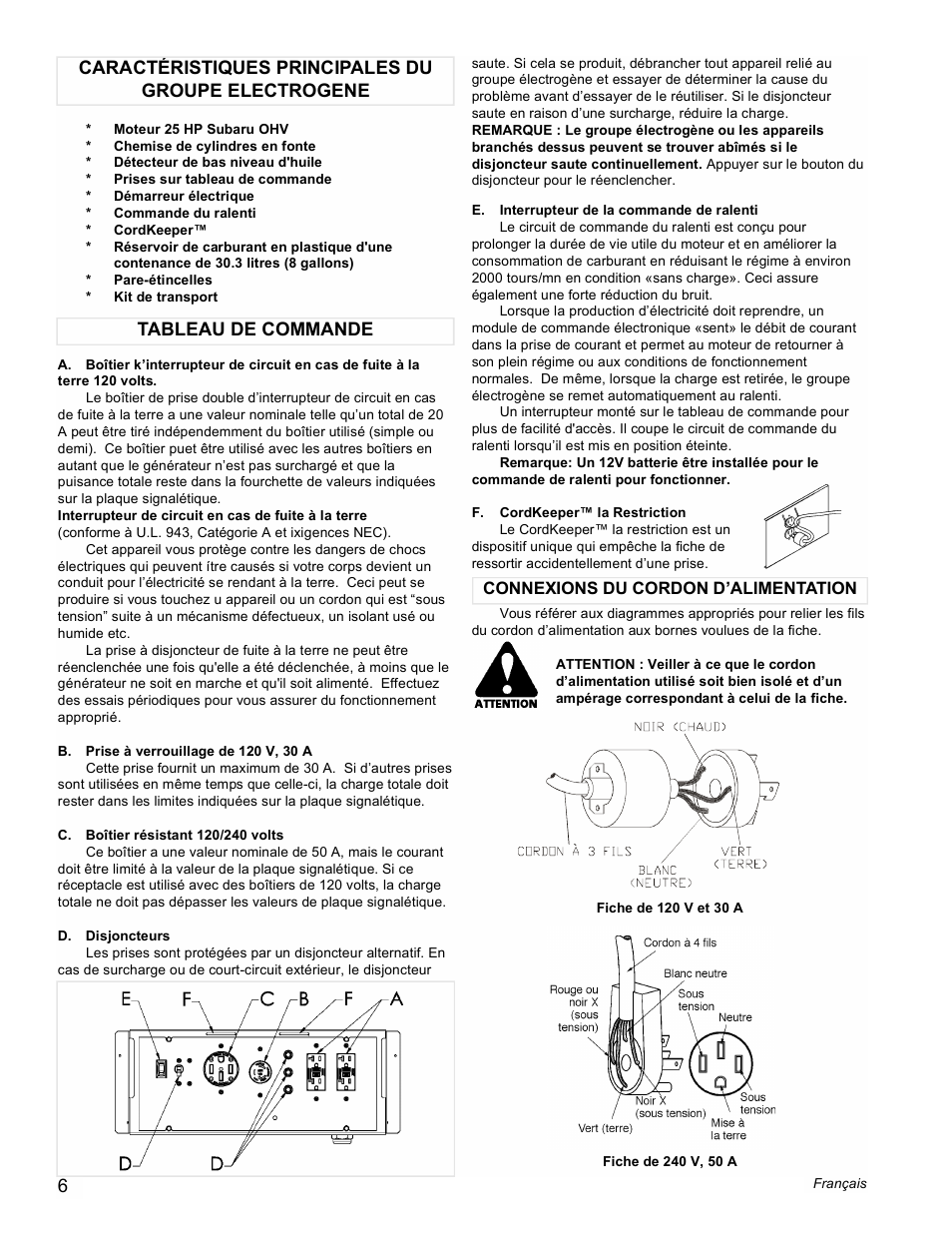 Connexions du cordon d’alimentation | Powermate PM0601350 User Manual | Page 6 / 20