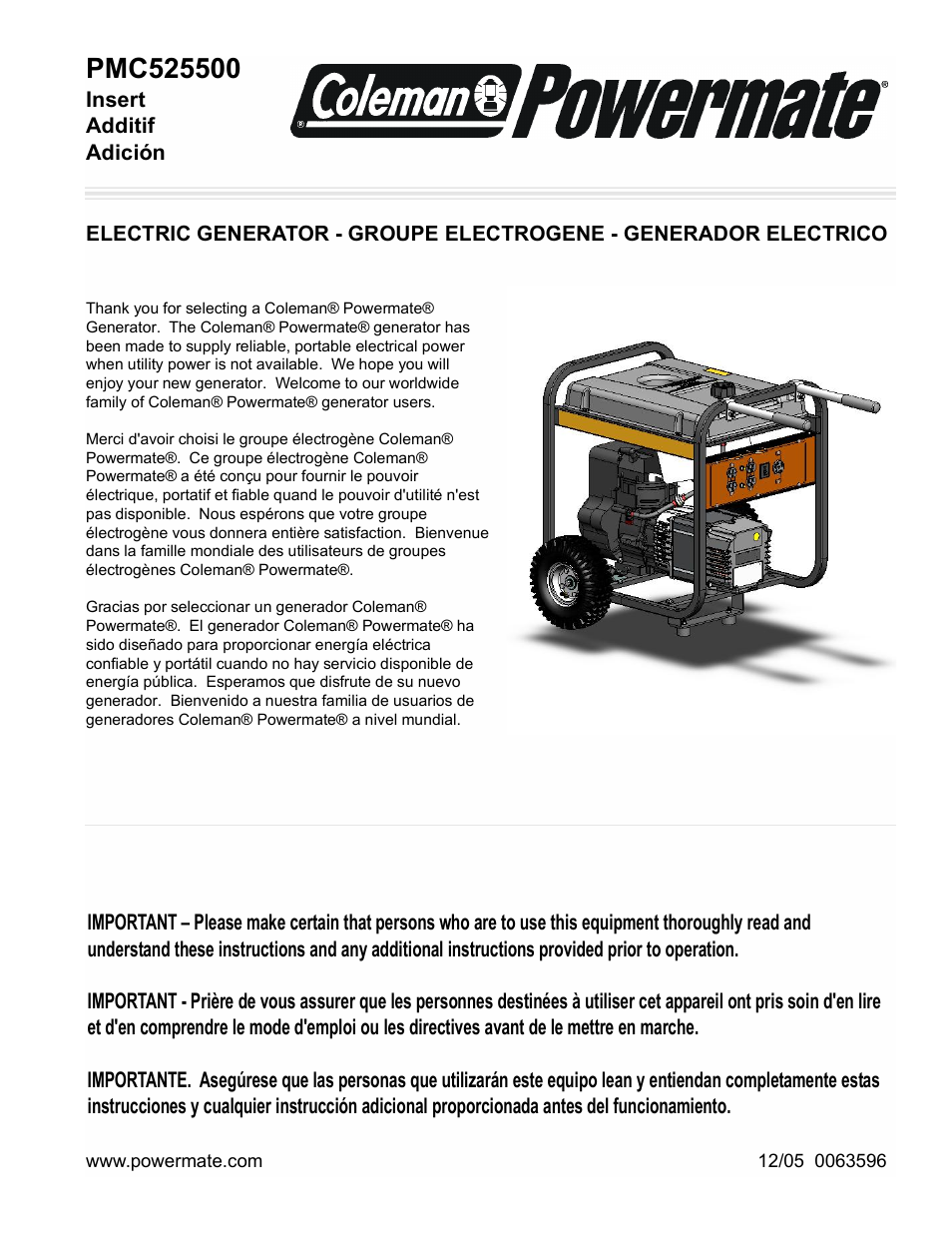 Powermate PMC525500 User Manual | 16 pages