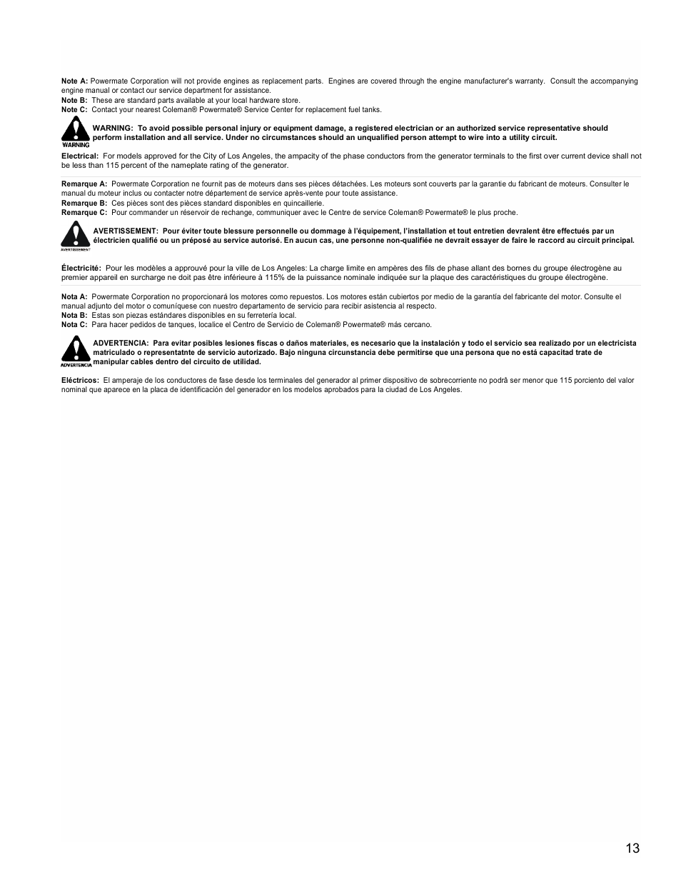 Powermate PMC525500 User Manual | Page 13 / 16
