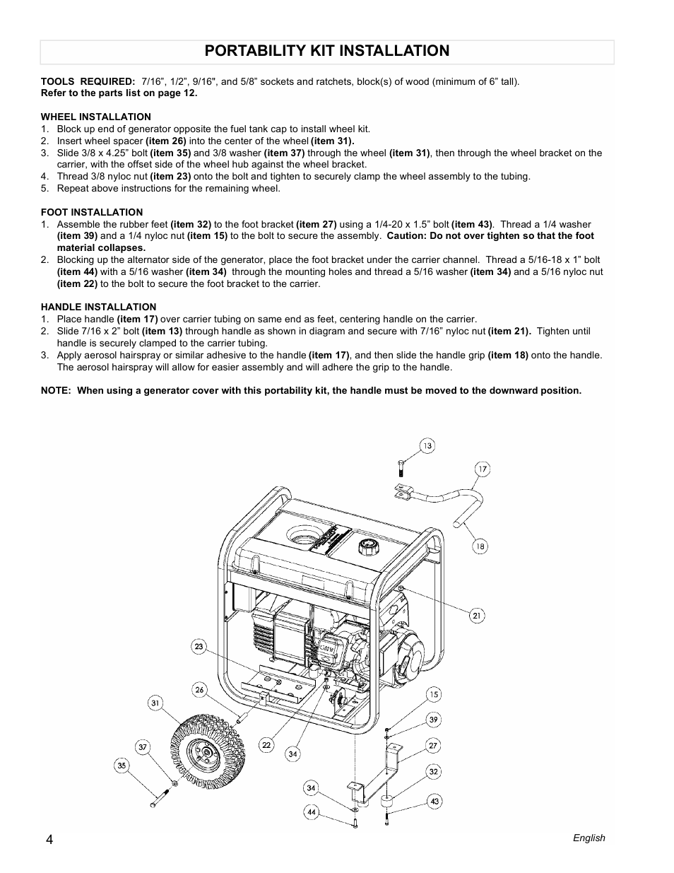 Portability kit installation | Powermate PM0545001 User Manual | Page 4 / 16