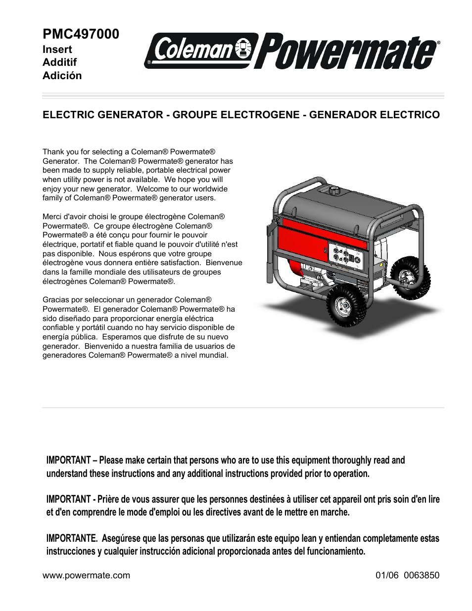 Powermate PMC497000 User Manual | 16 pages
