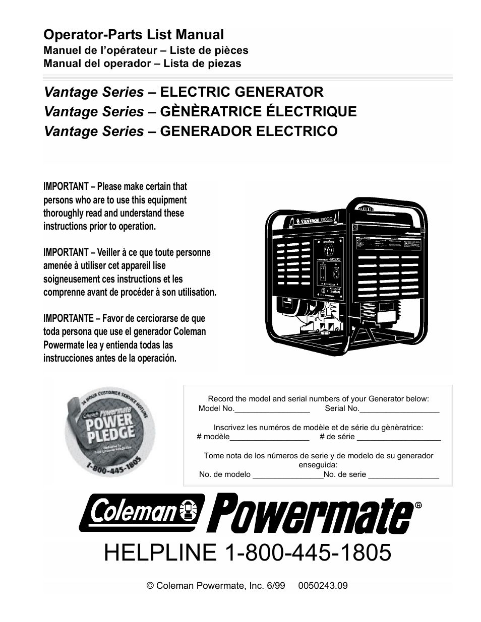 Powermate Vantage Series PC0473503 User Manual | 48 pages