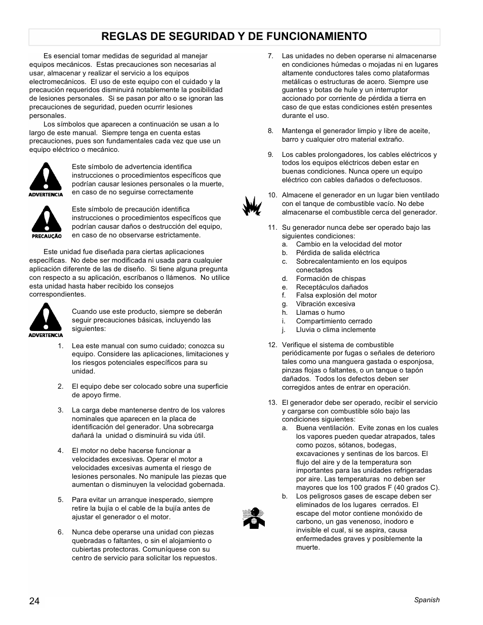 Reglas de seguridad y de funcionamiento | Powermate Vantage Series PC0473503 User Manual | Page 24 / 48