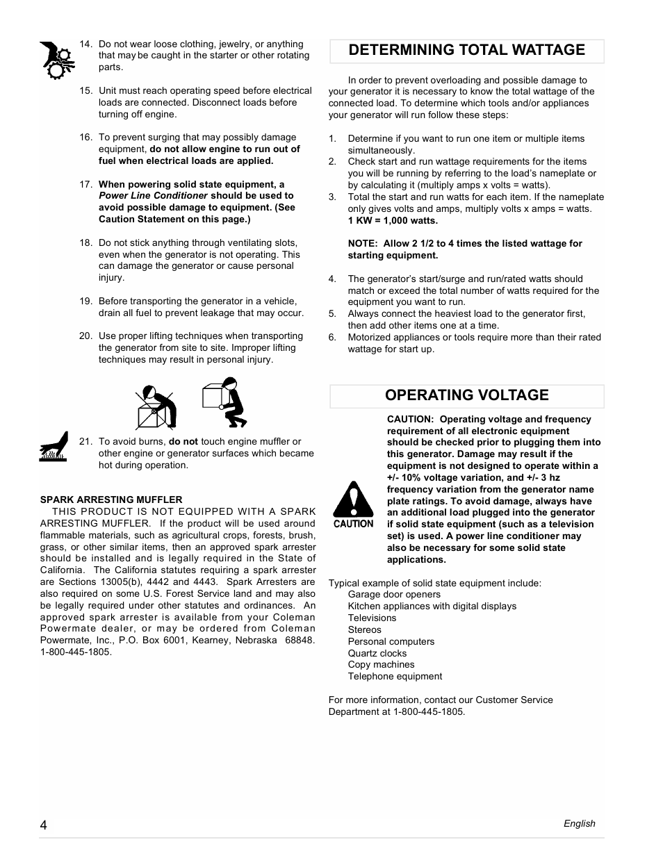 Determining total wattage, Operating voltage | Powermate Vantage Series PC0473503 User Manual | Page 4 / 48
