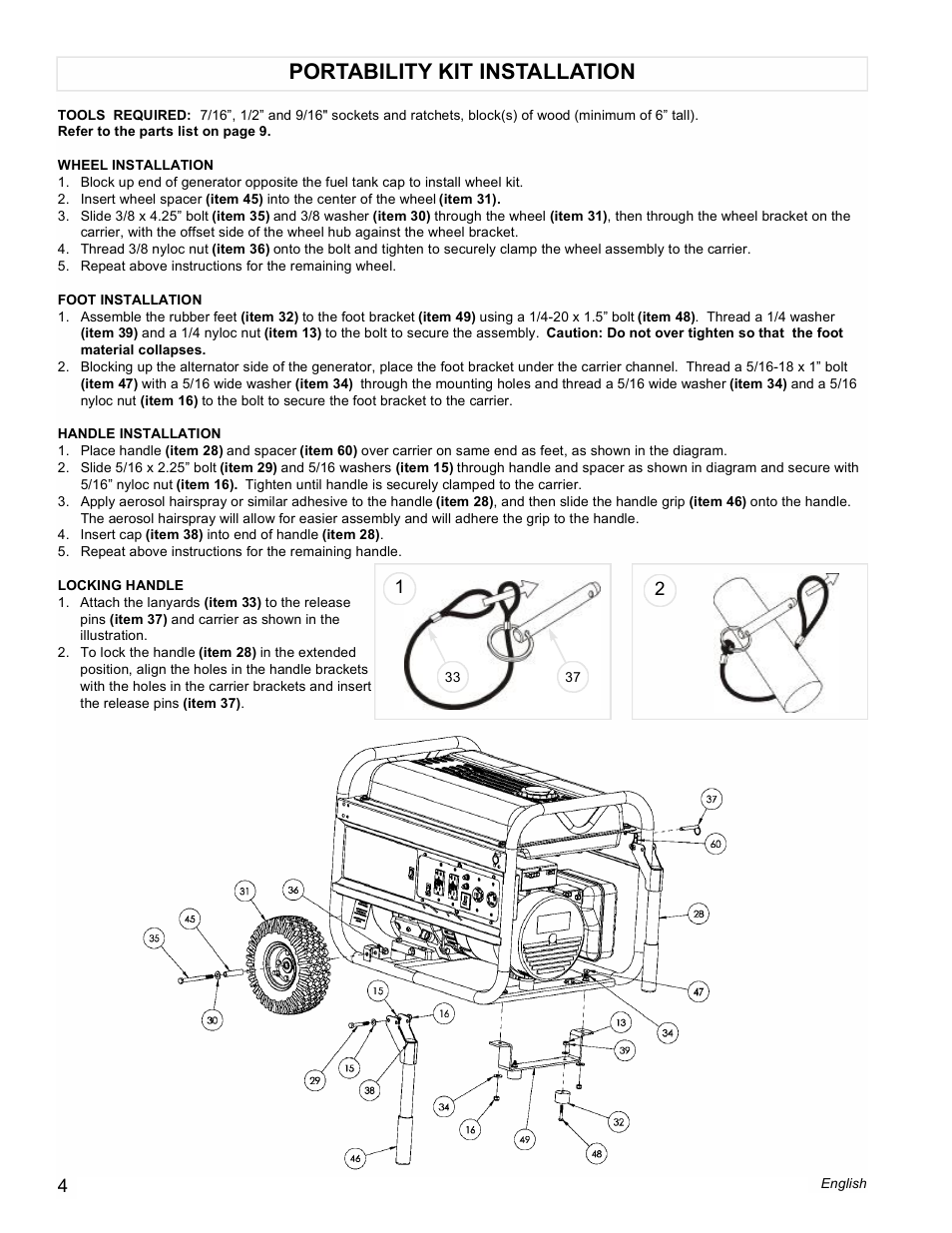 Portability kit installation | Powermate PMC605000 User Manual | Page 4 / 16