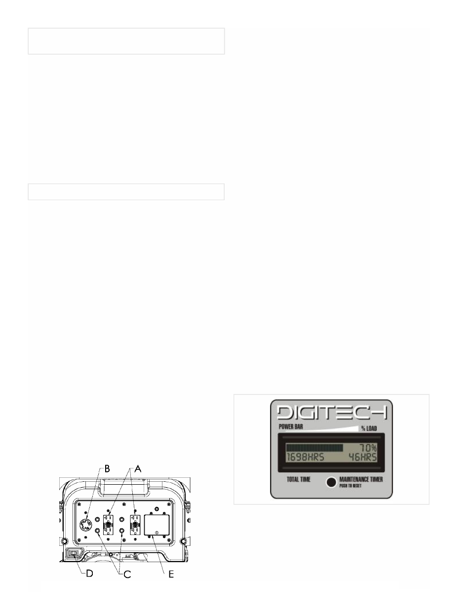 Panel de control, Caracteristicas principales del generador | Powermate Vantage PM0606750 User Manual | Page 6 / 12