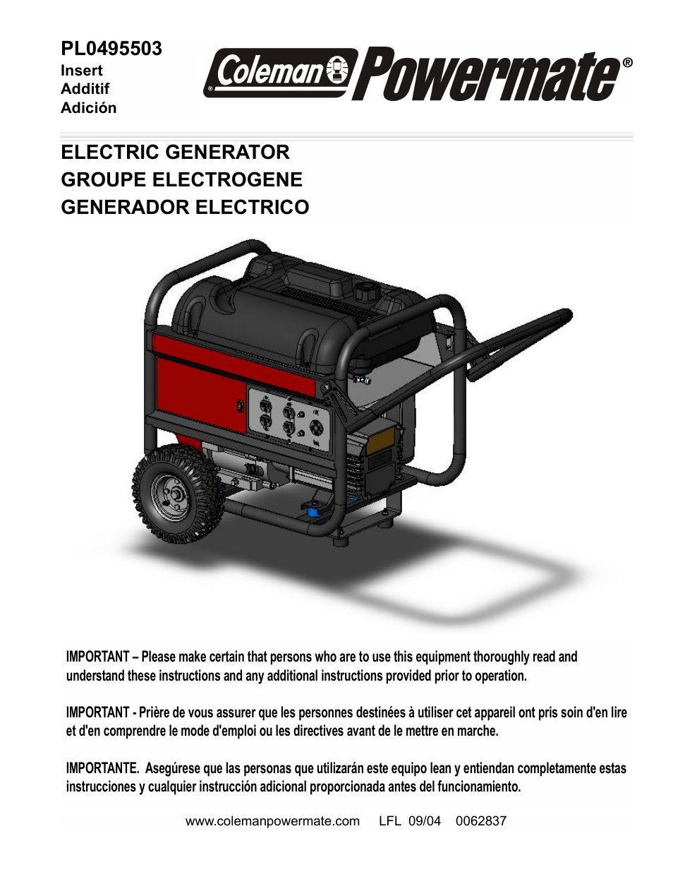 Powermate PL0495503 User Manual | 12 pages