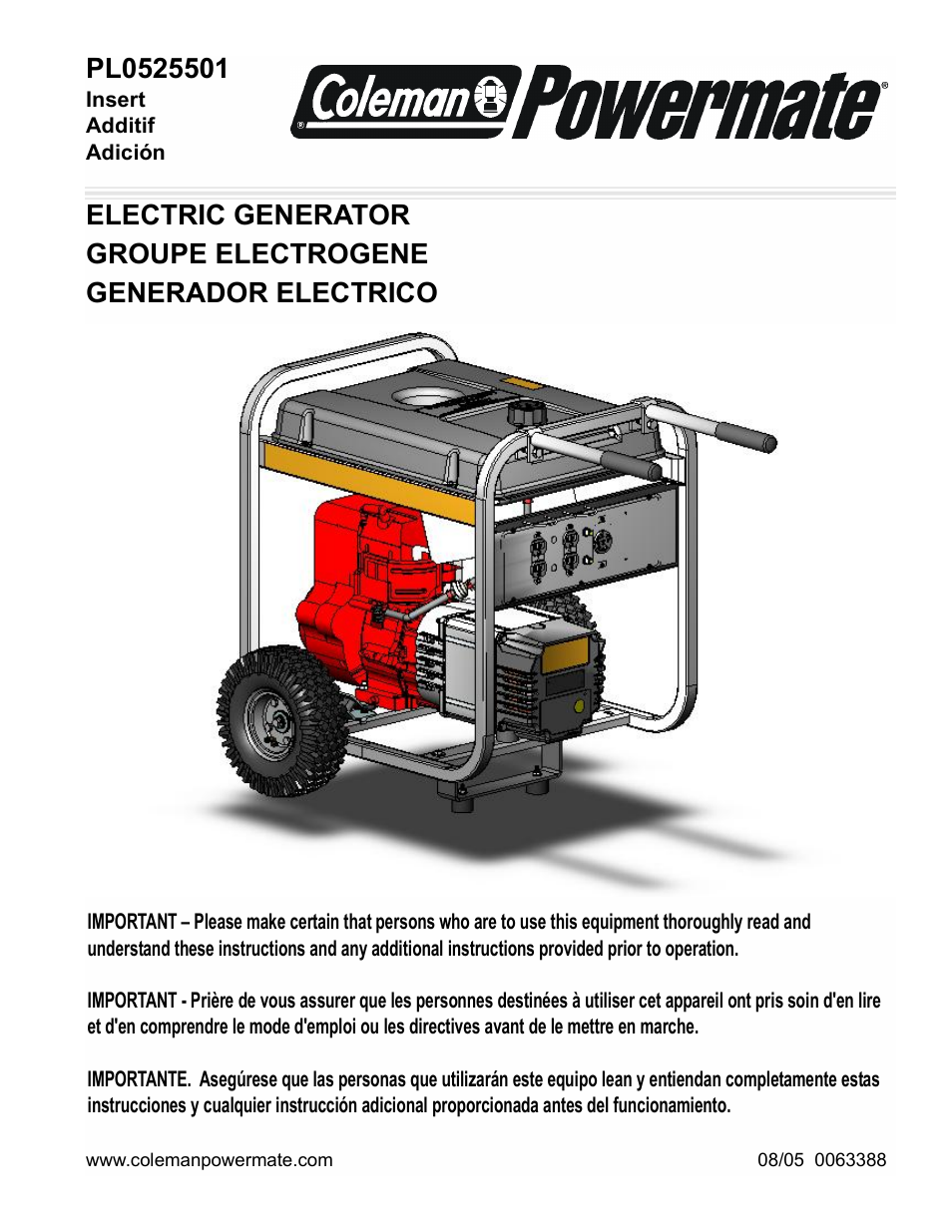 Powermate PL0525501 User Manual | 12 pages