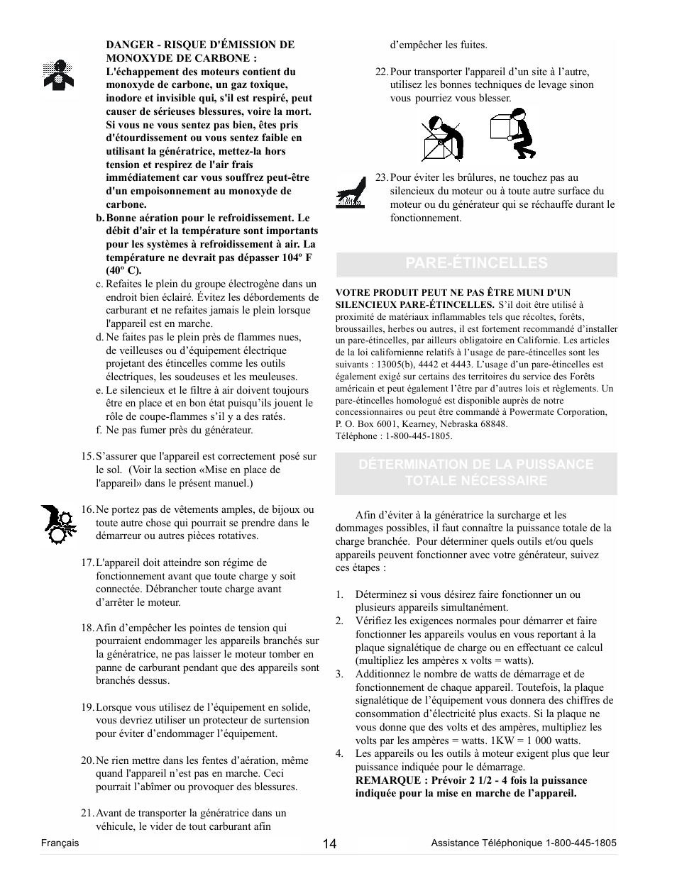 Pare-étincelles | Powermate PC0102300 User Manual | Page 14 / 36